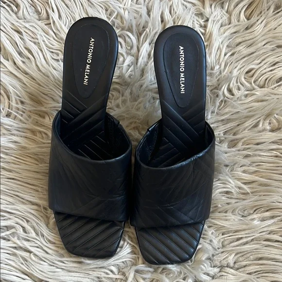 Elegant Black Heeled Mules - Picture 2 of 13